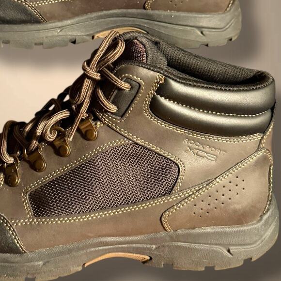 Men\'s Size 10 ROCKPORT XCS Brown Leather/Nylon Hiking Boots Excellent Condition main image 5